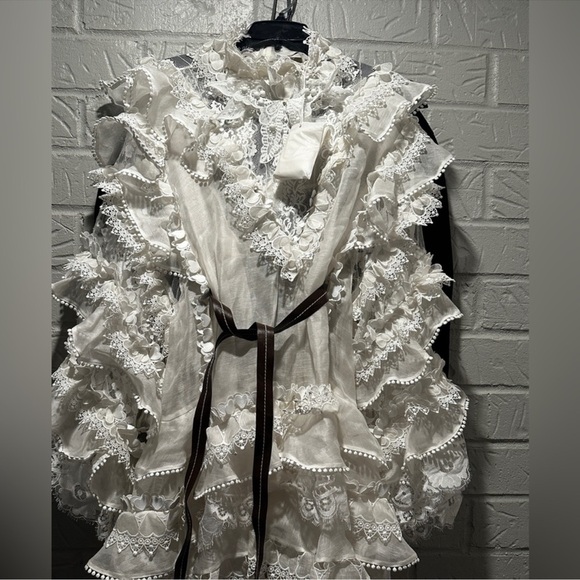 New Authentic Zimmermann Crush Heart Trim Long Sleeve Minidress Size Medium - Picture 5 of 16